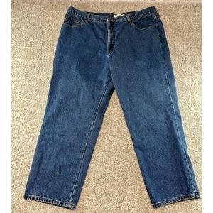 LL Bean Flannel  Lined  Denim Blue Jeans Men's Size 42X29 Wide Leg Natural Fit